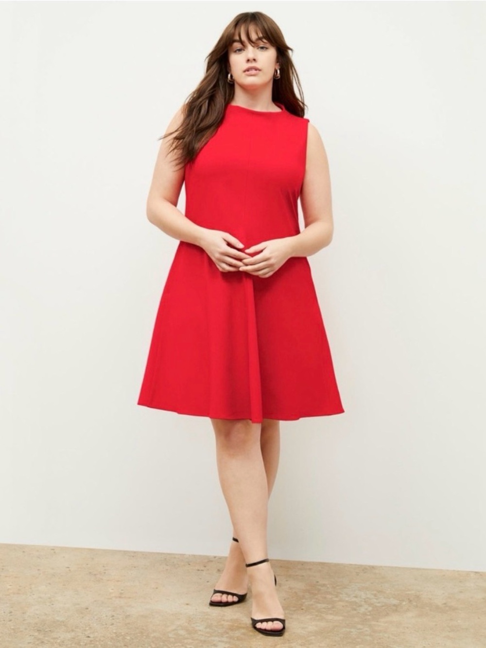 M.M. Lafleur Malala Recycled WonderTex Sleeveless Mini Dress in Flame Red, Sz 16